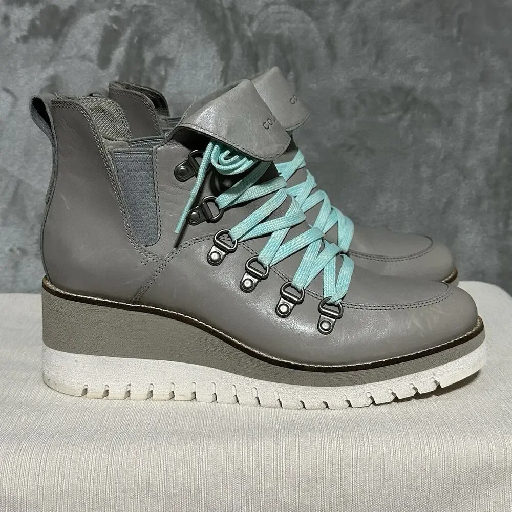 Cole Haan‎ Explore Womens Waterproof Wedge Boots Sz 8B Gray Outdoors Hiking Shoe